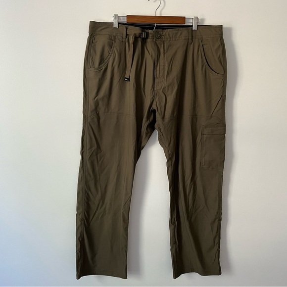 Prana Zion Stretch Belted Convertible Vented Hiking Pants Khaki 40 X 30 - Picture 1 of 12